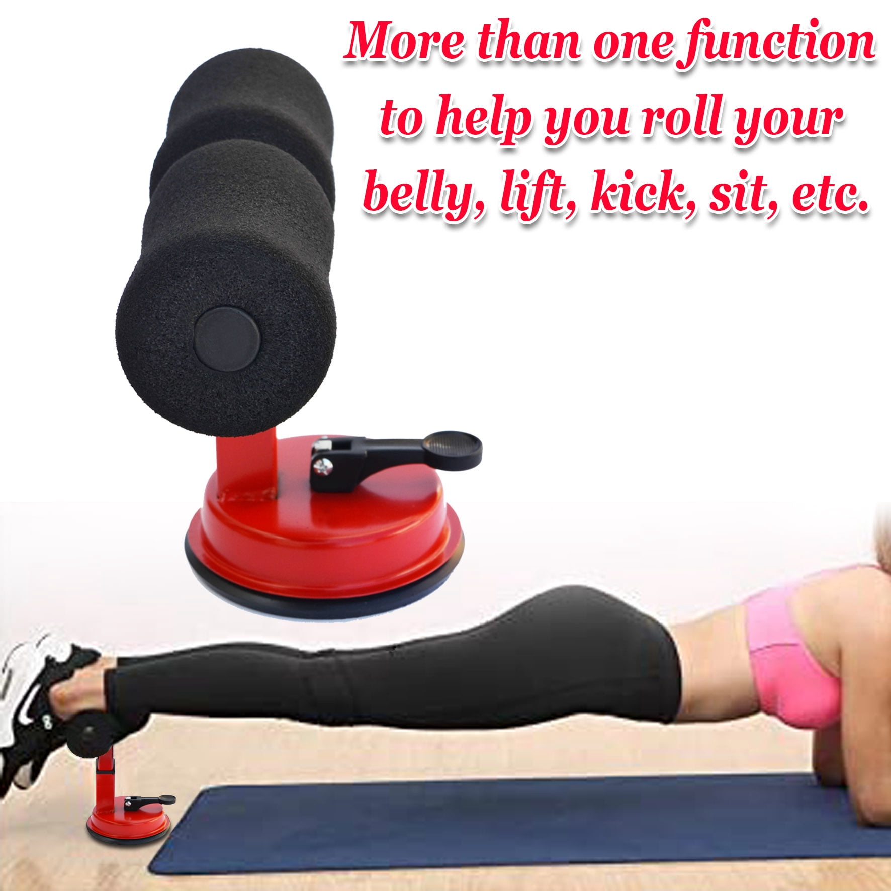 Sunny Sit Up Bar Adjustable Sit Up Assistant Device Household Fitness Equipment for Body Abdominal Stretching Muscle Training(Red with black)