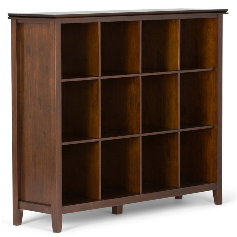 Simpli Home Artisan Wood 12 Cube Bookcase and Storage Unit in Russet