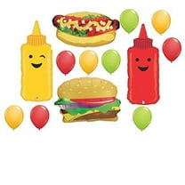 13pc BALLOON set BBQ barbecue HAMBURGER hotdog MUSTARD ketchup ANY OCCASION birthday REUNION retirement GIFT cookout COOKING class FAVORS