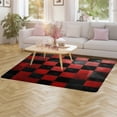 thumbnail image 4 of Red Black Checkerboard Pattern Carpet Style Living Room Bedroom Soft Comfy Rug Modern 3d Entry Door Mats Household 23.6"x35", 4 of 7