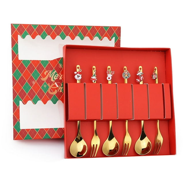 Mosiee Christmas Coffee Spoons Christmas Stainless Steel Small Spoon Teaspoons Dessert Spoon New Year Christmas Ornament Tableware