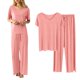 thumbnail image 2 of Conjunto de ropa de estar por casa de verano para mujer: pantalones sin costuras, pijama suave, color liso, relajación., 2 of 4