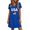 thumbnail image 2 of QUNYINEY Independence Day Summer Dresses for Women 2026 Plus Size Short Sleeve Mini Patriotic A Line T-Shirt Dress Casual with Pockets V Neck Loose Fit Dresses, 2 of 9