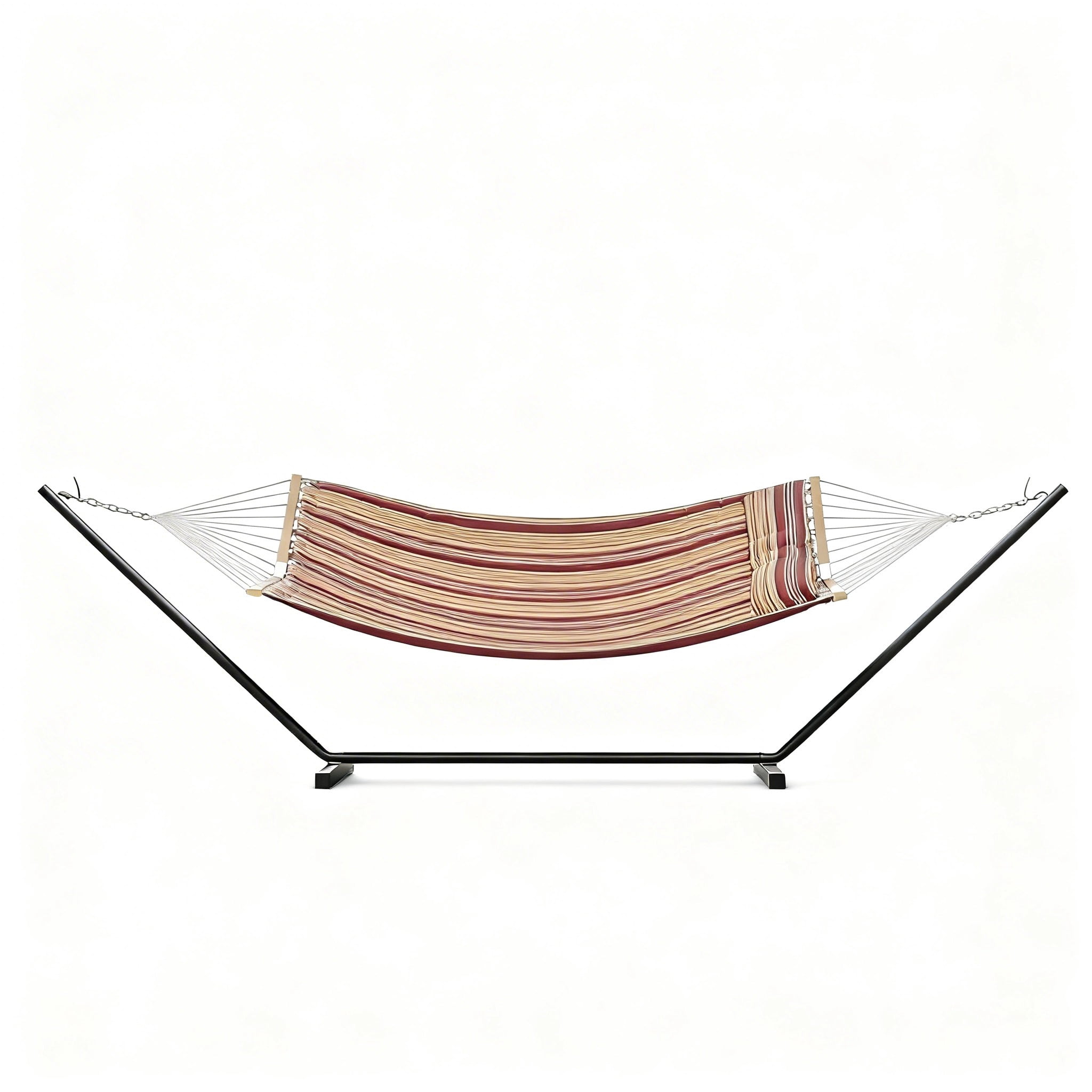 Garvee Double Hammock with Stand, Heavy Duty with Balance Rope, Red & Yellow Stripes