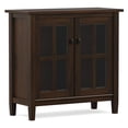 thumbnail image 2 of Simpli Home Warm Shaker 32 inch Wide Solid Wood Transitional Low Storage Cabinet in Tobacco Brown, 2 of 12