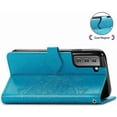 thumbnail image 3 of LEDEX Leather Flip Wallet Case Card Holder Embossed Mandala Floral Pattern Premium SKYXD Luxury 3D for Samsung Galaxy S22 (Blue), 3 of 7