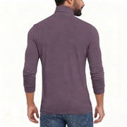 Men's Base Layer Shirt Long Sleeve Turtleneck Solid Pullover Tops Purple 2XL