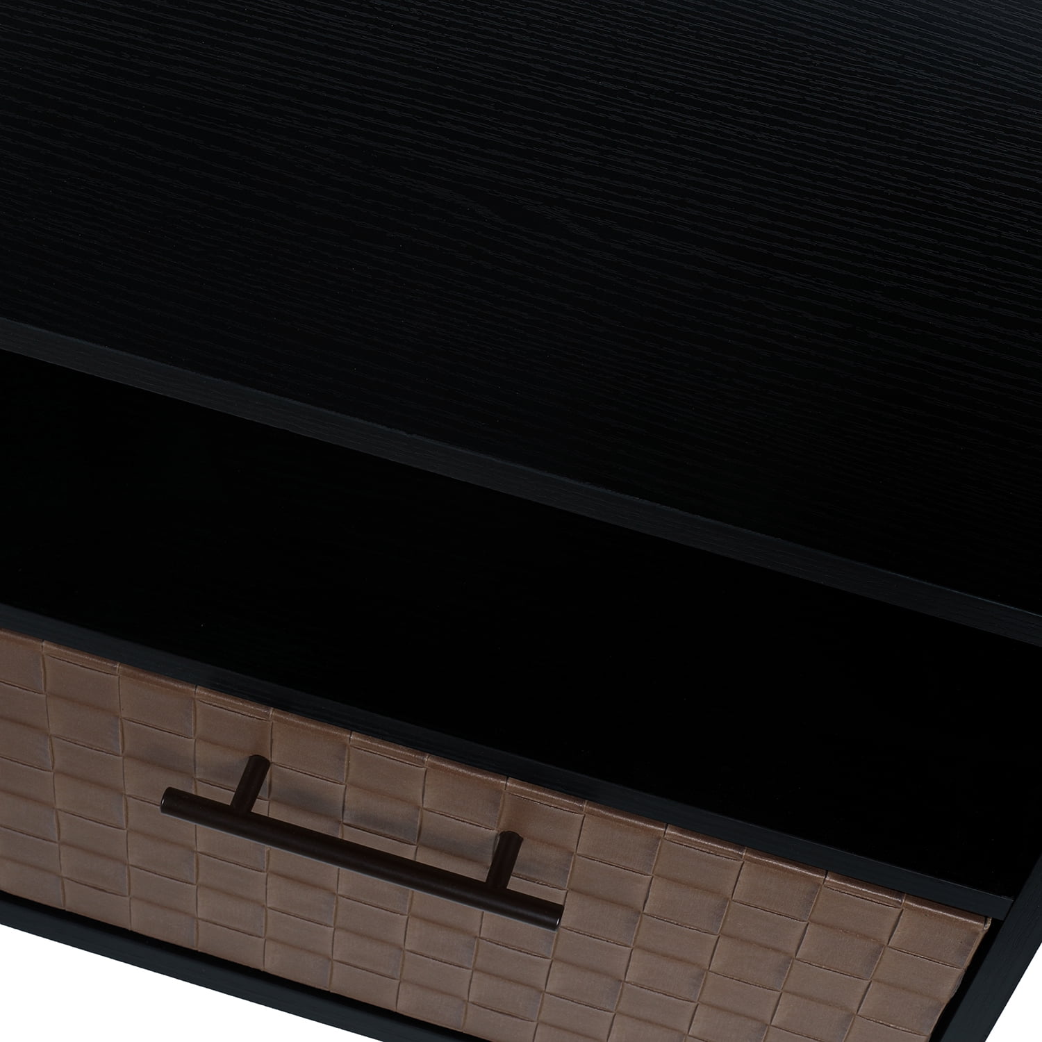 Kadyn Nightstand, 1 Door Bedside Table with Socket, End Table for Bedroom, Black Brown Kadyn Nightstand, 1 Door Bedside Table with Socket, End Table for Bedroom, Black Brown