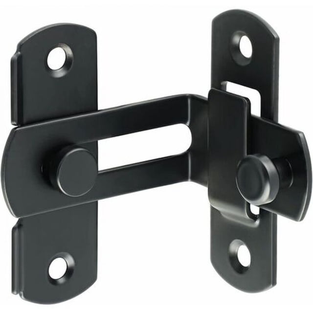 Pestillo de acero inoxidable, hebilla de puerta, cerradura de puerta antirrobo, grande, 90 grados, negro