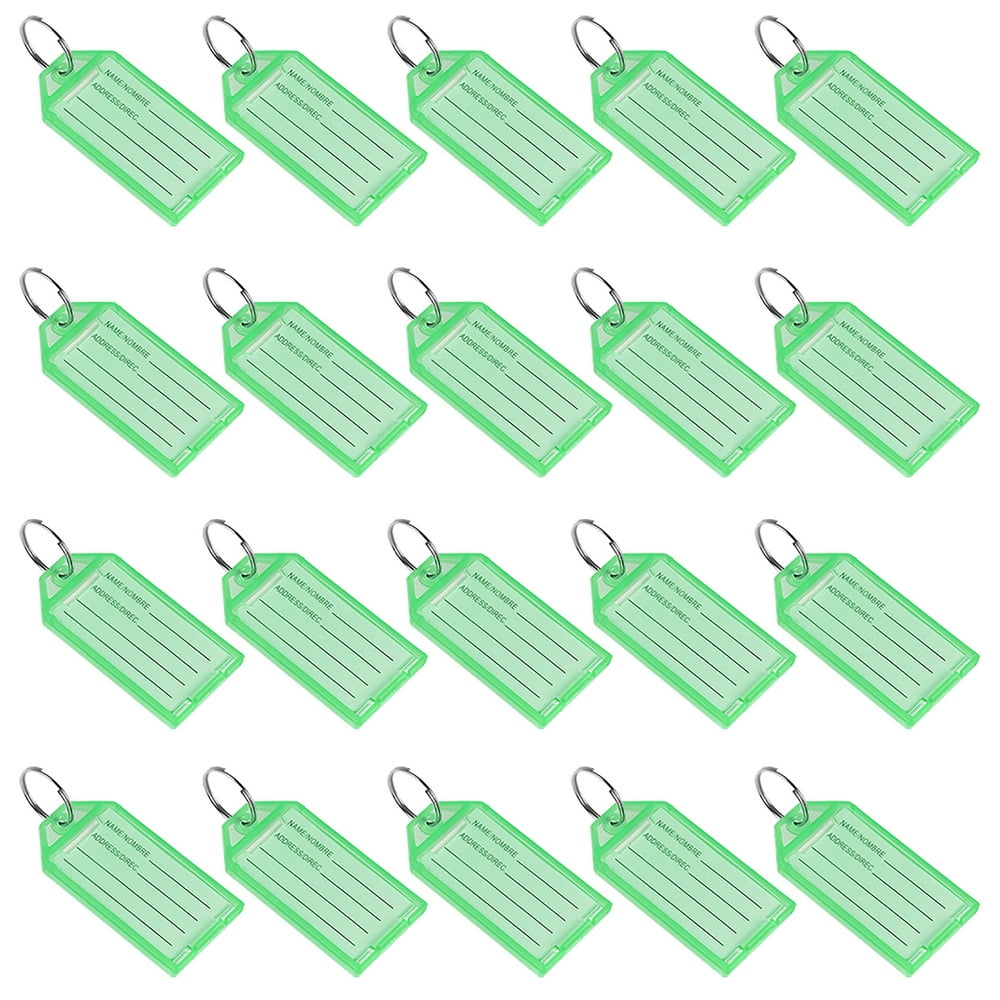 Uxcell 56x29mm Plastic Key Tags with Split Keyring Green 20 Count