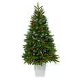 thumbnail image 3 of Nearly Natural 56" Snow Tipped Spruce Artificial Christmas Tree with Frosted Berries and Pinecones, Prelit with Clear LED Lights, 3 of 6