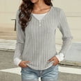 thumbnail image 4 of FNFHFY Plus Size Long Sleeve Shirts for Women Fake Two Piece Henley Shirt Dressy Casual Ribbed Spring Blouse Y2k Going Out Tops, 4 of 6