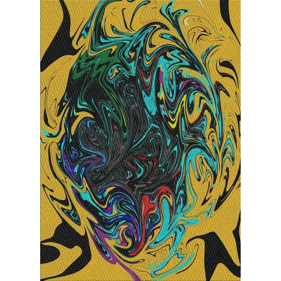 Ahgly Company Indoor Rectangle Patterned Charcoal Black Abstract Area Rugs, 2' x 4'