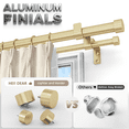 thumbnail image 2 of HEI! DEAR 1" Adjustable Gold Double Curtain Rod Set for Windows Heavy Duty with End Cap Finials,36-120", 2 of 7