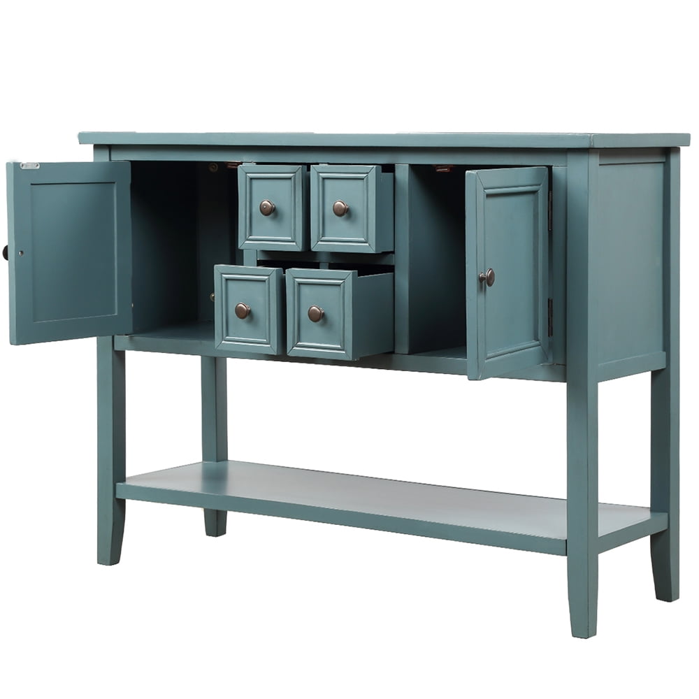 Lowestbest 46" Buffet Sideboard Console Table, Console Entryway Table with Bottom Shelf, Storage Cabinet for Kitchen Room, Blue Lowestbest 46" Buffet Sideboard Console Table, Console Entryway Table with Bottom Shelf, Storage Cabinet for Kitchen Room, Blue