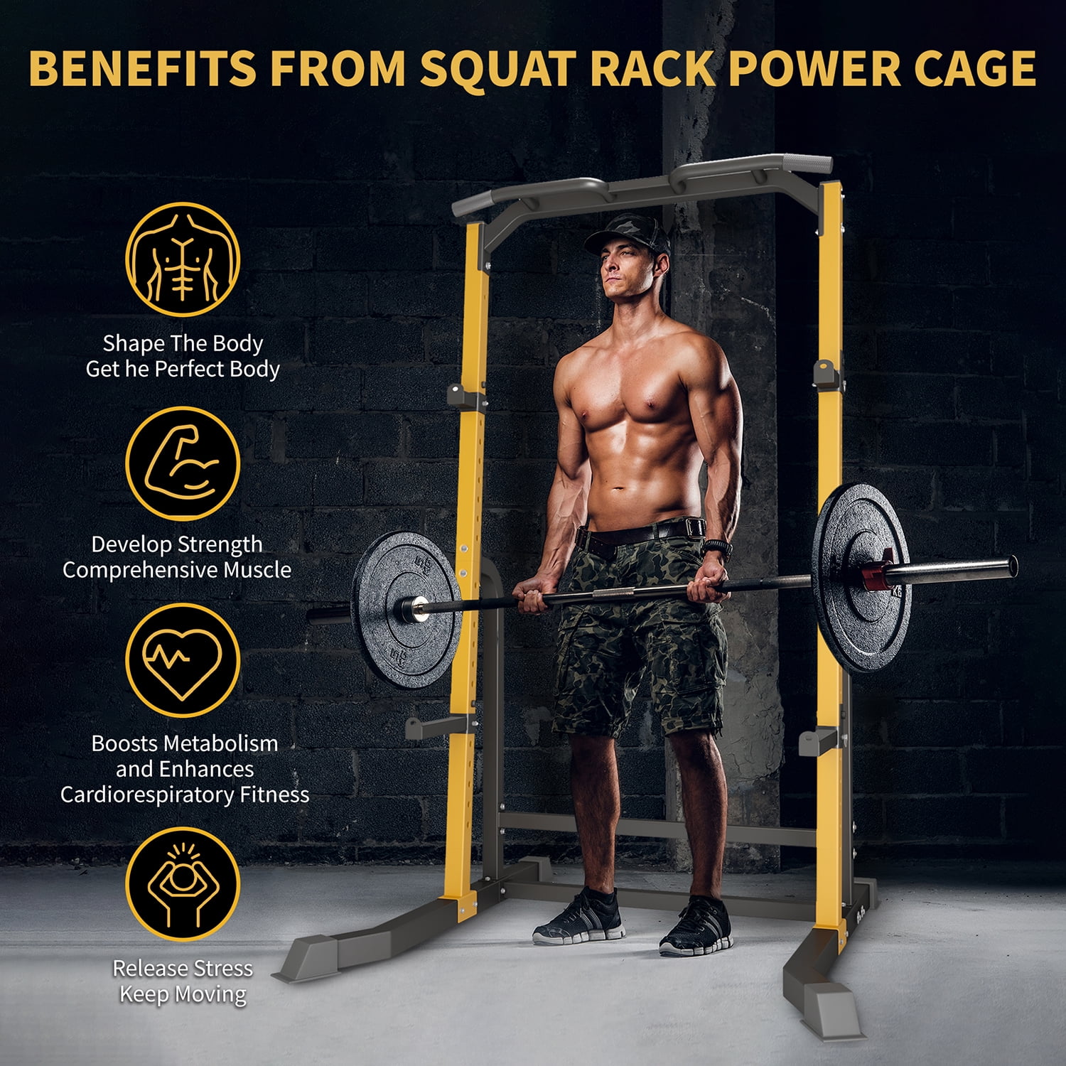 ZENOVA Squat Rack Power Rack Home Gym Equipment Pull Up Rack Squat Stand for Weightlifting, 800LBS Weight Capacity