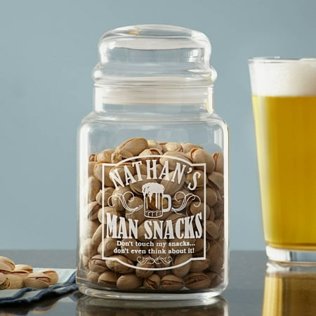 Personalized Man Snacks Treat Jar (Best Glass Food Storage System)
