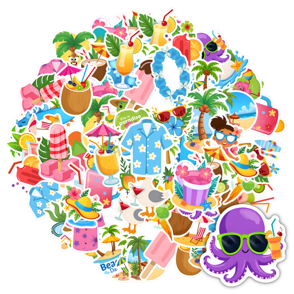 35pcs-50pcs Colorful Stickers Kids Stickers Tropical PVC Sticker Animal Waterproof Graffiti for Phone Laptop