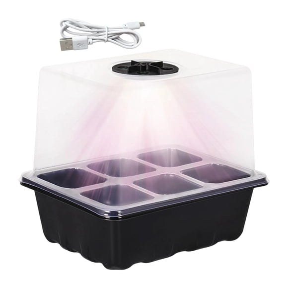Maceta de vivero con bandejas de plantación con luz Bandejas para microvegetales Reutilizables Durabilidad con Negro 6 ranuras