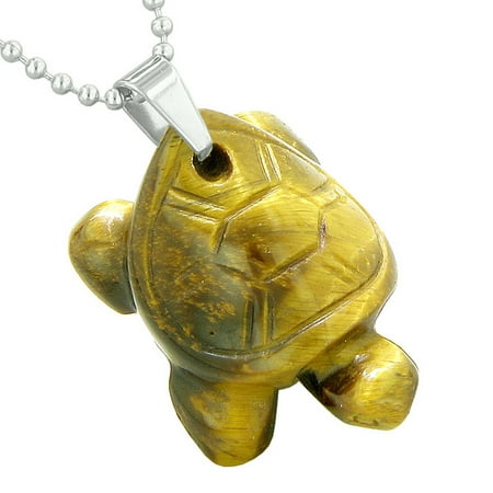Amulet Tiger Eye - Amulet Turtle Cute Lucky Charm Healing Protection Powers Tiger Eye Pendant 22 Inch Necklace