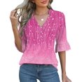 thumbnail image 1 of Blusa Rapbin para mujer, manga con volantes, cuello en V, moda de verano, 1 of 5
