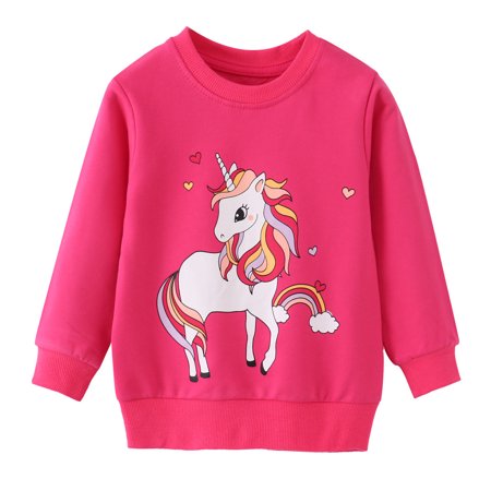 

Aolyty Toddler Girls Sweatshirts Crewneck Tops Heart Unicorn Shirt 5T