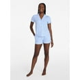 thumbnail image 5 of Joyspun Women’s Dreamy Soft Collection Bridal Short Sleeve Knit Notch Collar Top and Shorts Pajama Set, 2-Piece, Sizes XS-3X, 5 of 6