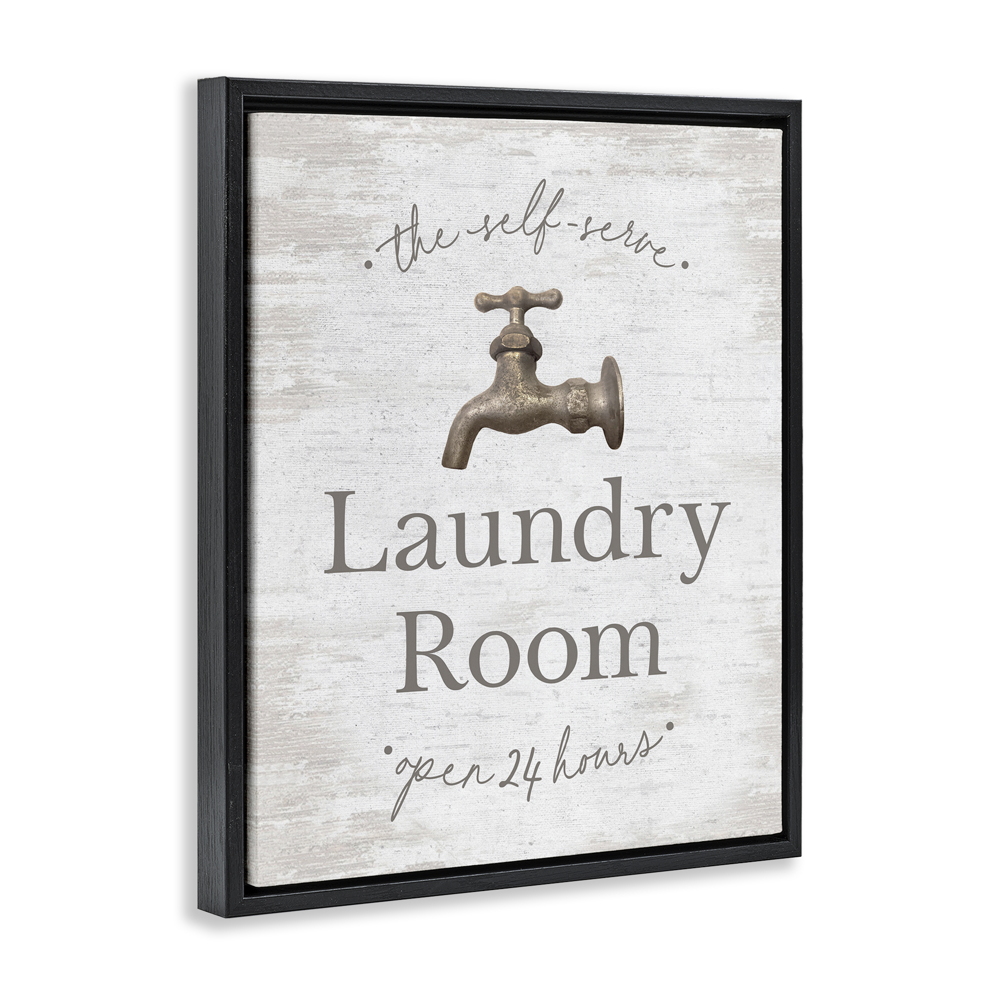 Stupell Industries Distressed Laundry Room Typography Painting Black Floater Framed Art Print Wall Art, 25 x 31