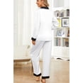 thumbnail image 4 of HEARTNICE Womens Satin Pajama Set, Button Down Silk Pajamas for Women Long Sleeve Pjs Set 2 Piece Sleepwear(White+Black, XL), 4 of 5