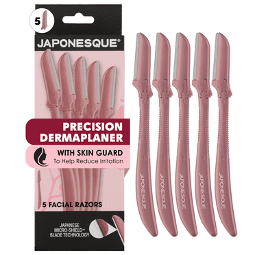 Japonesque Precision Dermaplaner 5 Pack, Women's Metal Facial Razor for Precision Hair Removal