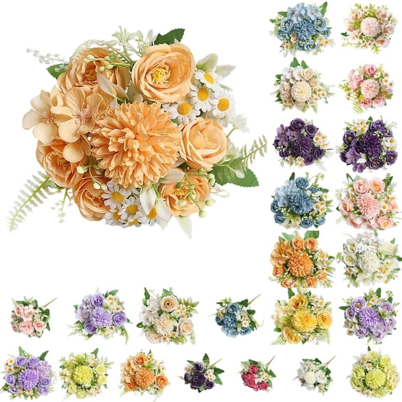 PEIBang Artificial Peonies Flowers,Fake Silk Peony Bouquet Faux Flowers Bulk for Vase Floral Arrangements Wedding Party Table Decoration
