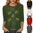 thumbnail image 2 of felwors St Patty's Day Shirt Women 2025 Casual Plus Size 3/4 Sleeve Irish Clover Shirts Funny Saint Patrick's Tunic Tops (Black, M), 2 of 7