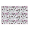 thumbnail image 1 of Emoticon Cutting Board, Memphis Doodle Lip Star Strawberry Speech Bubble on Stripe Pattern, Decorative Tempered Glass Cutting and Serving Board, Large Size, Pale Grey White Magenta, by Ambesonne, 1 of 1