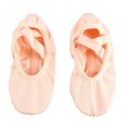 thumbnail image 2 of Bailarinas con tiras y sin cordones, suela blanda dividida, elásticas, para bailar en los cuatro lados, para niños, color rosa claro 25, 2 of 15