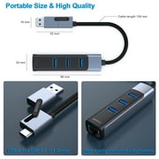 BENFEI USB-C/USB 3.0 to Ethernet Adapter with 3*USB 3.0 Ports, Gray
