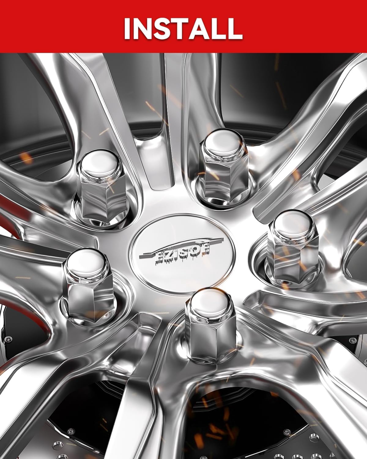 1/2x20 Lug Nuts 20pcs, Chrome 1/2''-20 Closed End Bulge Acorn Lug Nuts Set, 1.38" Tall 3/4" Hex One-Piece Solid Chrome OEM Factory Style Large Acorn Seat Wheel Nuts