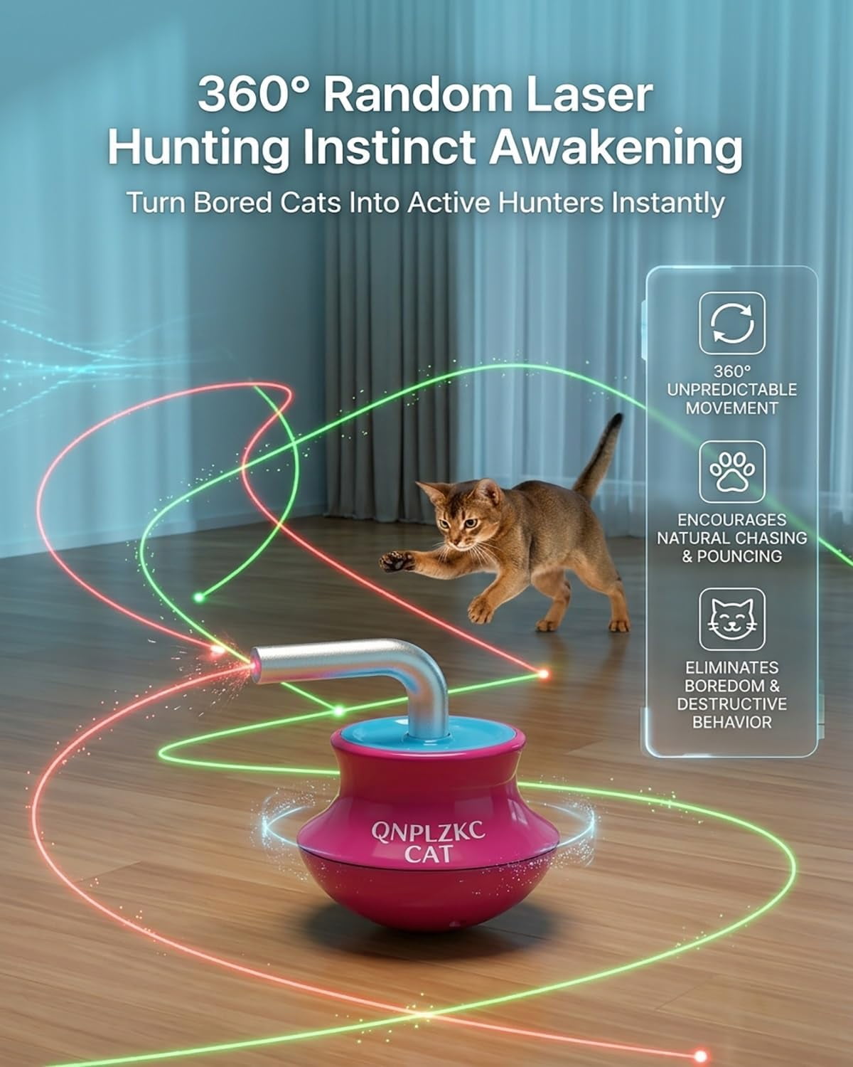Automatic Cat Laser Pointer Toy Tumbler Design Rechargeable Interactive Pet