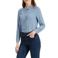 thumbnail image 5 of Allegra K Women's Point Collar Office Shirt Long Sleeve Swiss Dots Blouses, 5 of 6