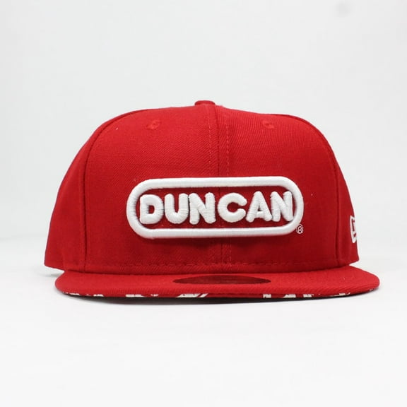 Duncan Yo-Yo Logo Fitted Baseball Cap - New Era Hat with Duncan Logo on Front and Underside of Brim (Red, 7 5/8")
