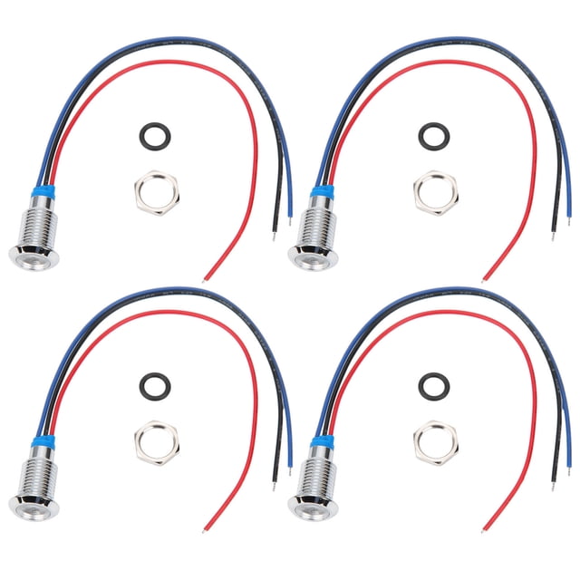 4 Ensembles Précâblés Ronds LEDs Étanches en Métal 2Color Lumières Anode Commune 3-6V 10mm (Rouge et Bleu)