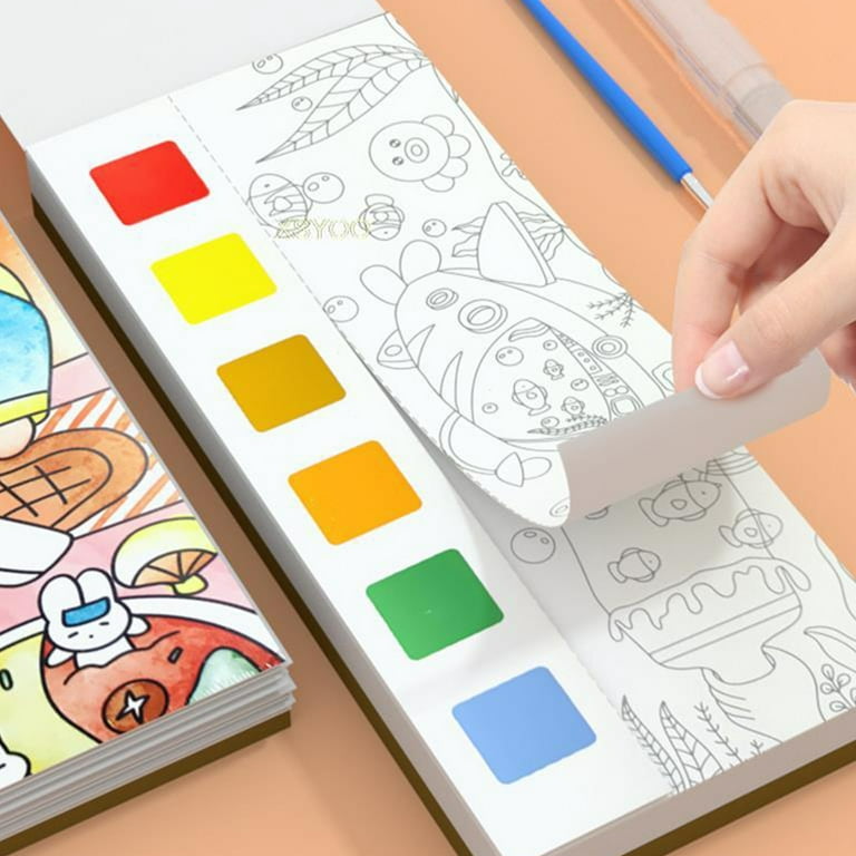 Pocket Watercolor Coloring Book for Kids Portable Pocket Watercolor Book  for Kids Toddlers Preschoolers E 