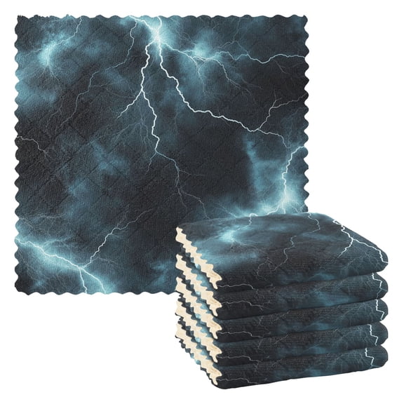 Yayeee 6 Pack Kitchen Dish Cloths for Washing Dishes Soft Absorbent Microfiber Towels, Lightning Pattern