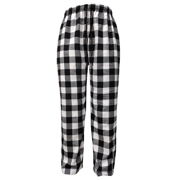 Pijamas de Franela a Cuadros de Algodón, Pantalón Largo Con Bolsillos, Para Hombre Corte Recto