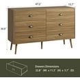 thumbnail image 2 of CARPETNAL Dresser for Bedroom Wide Mid Century Modern Chest of Drawers,Wooden Bedroom Dresser with 6 Storage Drawers for Living Room,Oak, 2 of 14