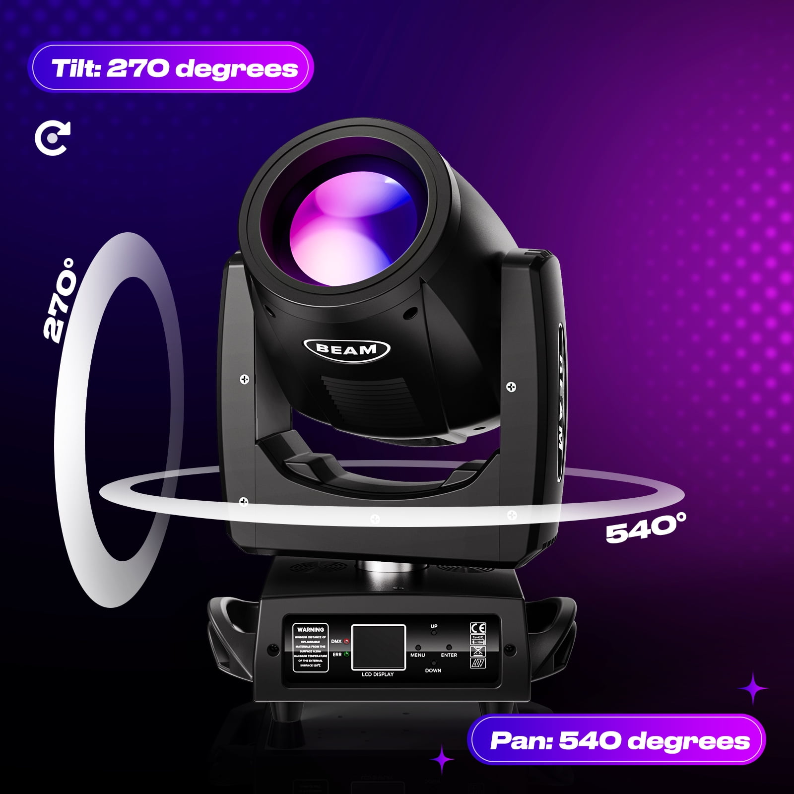 7R 230W Beam Sharpy Moving Head DJ Lights,LED Stage Light 17 Gobos and 14 Colors DMX512 Control for Wedding Disco Club Lighting Party Christmas, Black, 1Pack
