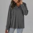 thumbnail image 3 of Lightweight Hoodies for Women Trendy Drawstring Buttons Hooded Pullover Sweatshirts Loose Casual Fall Tops (M, Gray), 3 of 7