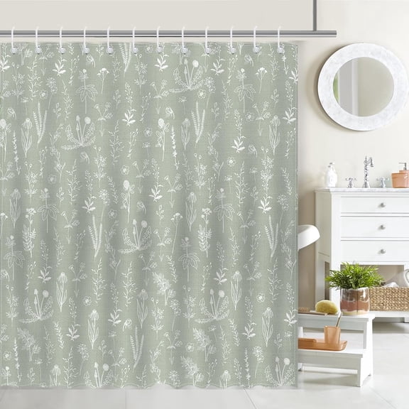 Green Botanical Shower Curtain Green Leaves Boho Floral Plants Bathroom Shower Curtain Spring Botanical Waterproof Fabric Shower Curtain Bathtub Decor with 12 Hooks 60x72 Inches