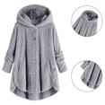 thumbnail image 3 of Hooded Cardigan Fleece Faux Fur Coats for Women Long Sleeve Teddy Bear Jacket Button Fluffy Pullover Outerwear Coat, 3 of 9