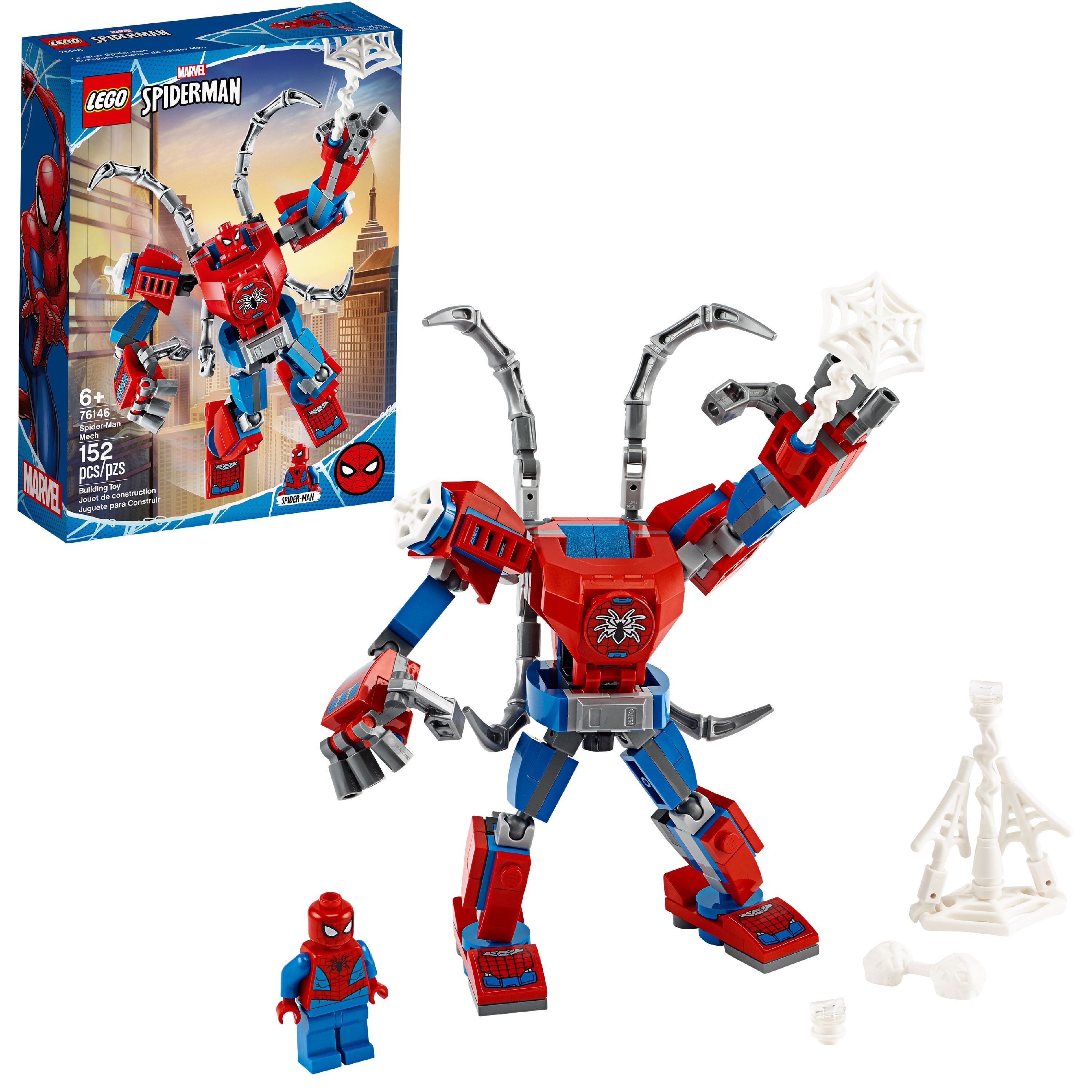 New 2020 Playset with Mech and Minifigure 152 Pieces LEGO Marvel Spider-Man: Spider-Man Mech 76146 Kids’ Superhero Building Toy 