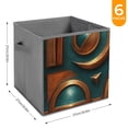 thumbnail image 2 of Set of 6 Collapsible Oxford Fabric Storage Cubes with Handles, Foldable Closet Organizer Bins for Clothes, Toys, Shelves, Home & Kitchen Retrofuturistic Circuit of Bronze, 2 of 7